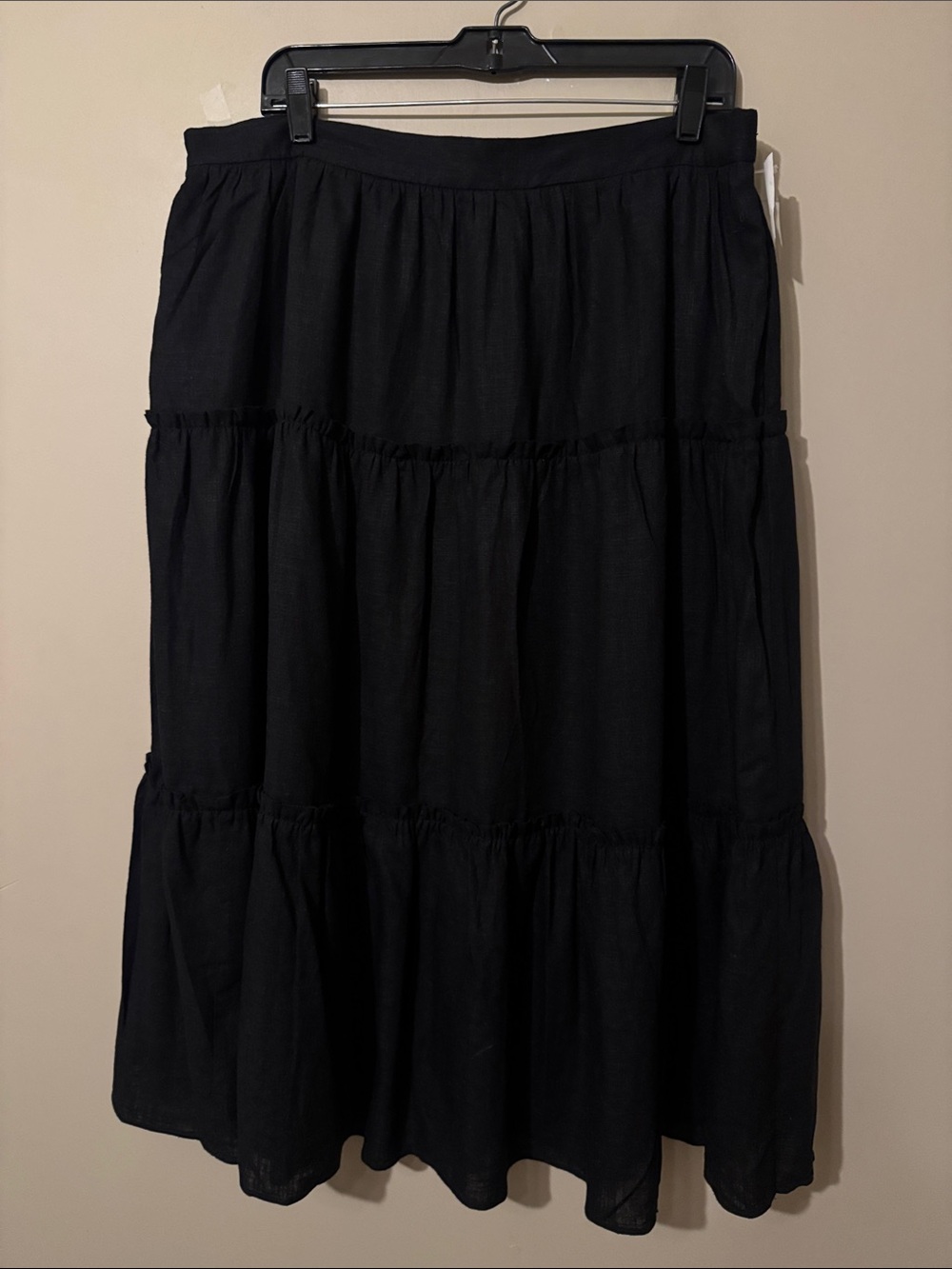 NWOT- 1.STATE Tiered Linen Blend Skirt, Rich Black, size XL